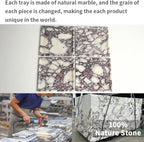DUANYAN Natural Marble Tray, Coffee Table, Food, Fruit, Paper Cup, Cake Display, Coffee bar, Family Gatherings, Seasonal Holiday Decoration Tray(Viola-square-9.8"x9.8"x0.7")