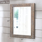 AAZZKANG Mirror with Wood Framed Rectangle Rustic Wall Mirrors Decor Large 20"x16" for Bedroom Bathroom Living Room Entryway