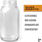 County Line Kitchen Glass Mason Jar Pitcher with Lid - Wide Mouth, 2 Quart (64 oz) - Heavy Duty, Leak Proof - Sun & Iced Tea Pitcher, Cold Brew Coffee, Breast Milk Storage, Water - Gray