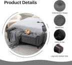 SOFTHION 58.1" Storage Bench Upholstered Linen End of Bedroom Bed Bench Ottoman with Tufted Cushioned Rolled Arm Large Storage Space for Reading Living Room Entryway, Grey