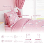 SANDJEST Unicorn Comforter Set Twin Size 68x86in for Kids Girls, Microfiber 3 Pcs Bedding Set Includes 1 Comforter, 1 Pillowcase, 1 Fitted Sheet, Nursery Room Decor