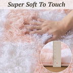 8x10 Area Rugs for Living Room Bedroom, Soft Fluffy Shaggy Bedside Rug, Indoor Floor Carpet for Kids Playroom, Dorms, Nursery Rooms, Home Decor (Pink & White 8'x10')