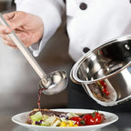 meekoo 1 Pieces Stainless Steel Ladle Soup Handle Ladle with Pouring Rim for Kitchen Cooking Soup Sauce (3 oz)