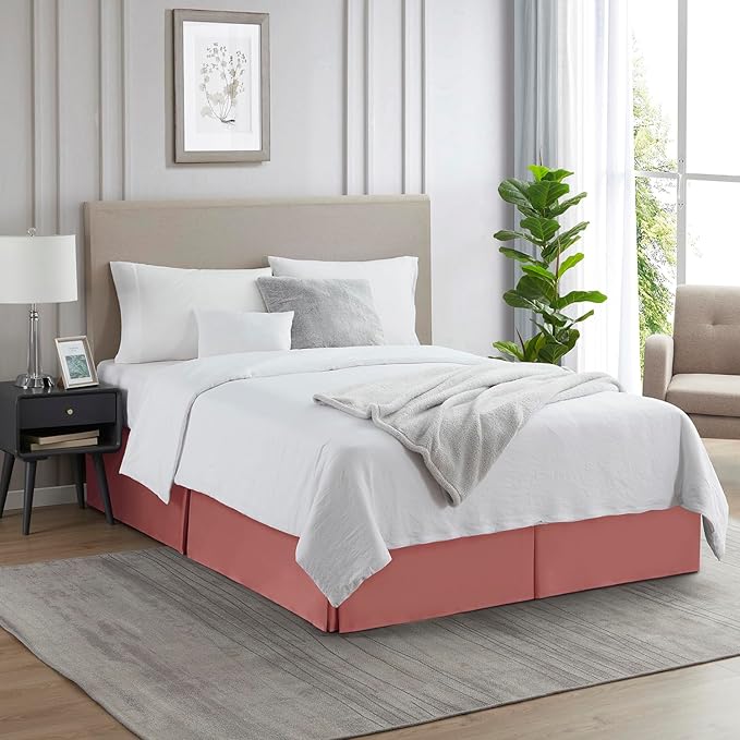 Nestl Pink Clay Bed Skirt King Size - King Bed Skirt 14 Inch Drop - Brushed Microfiber Bed Skirts - Hotel Quality Pleated Bed Skirt - Shrinkage & Fade Resistant