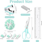auroray Green Desk Organizers and Accessories, Teal Office Supplies Set Green Mesh Desk Organizer, Stapler, Tape Dispenser, 1000 Staples, Staple Remover, Pen Holder, Clips Set, Ruler, Scissors