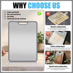 Titanium Cutting Boards for Kitchen,Non-Slip Titanium Cutting Board with Protective Edge Guard & Safe Grip Handle,Double Sided Food Grade,Easy to Clean, Safer, Healthier Choice 15”×11”