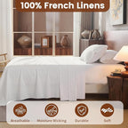 100% Linen Sheets Queen Size,Breathable & Durable 4-Piece Bed Flax Sheet Set,Soft All-Season Bedding for Hot Sleepers 16" Deep Pocket Oeko-TEX Certified,（Queen, White）