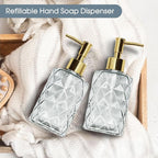 Topsky Glass Soap Dispenser with Plastic Pump,330ml Liquid Hand Soap Dispenser, Rustproof Pump for Kitchen & Bathroom,Great for Lotions,Essential Oil,Liquid Soaps Clear