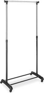 Whitmor Deluxe Adjustable Garment Rack-Rolling Clothes Organizer,Black and Chrome, 18.5" D x 33" W x 66" H