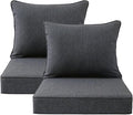 Outdoor Patio Chair Cushions Set, 22" x 22", Set of 2, Water-Repellent, Fade Resistant, Deep Seat Bottom and Back Cushion for Backyard, Couch, Sofa and Patio Furniture, Charcoal
