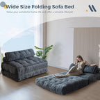 MAXYOYO Folding Sofa Bed, Convertible Chair with Pilow Foldable Couch with Back Support, Portable Fold Out Chair Bed Comfy Floor Sofa Lounge for Living Room Bedroom, Dark Grey, Double