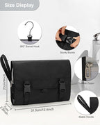 Relavel Large Toiletry Bag Travel Bag for Men, Travel Hanging Toiletries Bag with Hanging Hook, Large Capacity Door Room Essentials, Travel Organizer for Full Sized Cosmetics and Accessories - Black