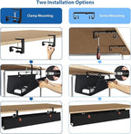 Zilink No Drill Under Desk Cable Management Tray 40" Cord Organizer for Table Clamp/Screw Mount Cable Management Under Desk Waterproof Fabric Cable Management Tray for Office, Home