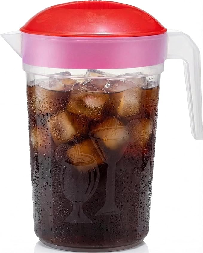 Tribello LARGE 1.3 Gallon Water Pitcher, Plastic Juice Pitcher With Lid - Dishwasher Safe, BPA Free, Colors May Vary (1.3 Gallon)