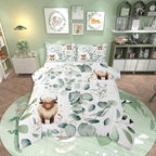 Erosebridal Boys Cartoon Animal Queen Bedding Sets for Kids Toddler Kawaii Cow Comforter Set, Highland Cattle Bull Down Comforter Western Cowboy Bedding Comforter Sets, Green Eucalyptus Duvet Insert