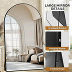 Oversized Full Length Mirror 72x44 Inch - Wall Mounted or Standing Floor Mirror with Aluminum Alloy Frame, Shatterproof Tempered Glass - Modern Mirror for Bedroom, Living Room, Closet, Black