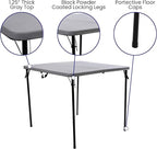 Flash Furniture Dunham 2.83' Square Plastic Folding Event Table with Carrying Handle, Bi-Fold Portable Banquet Table for Indoor/Outdoor Events, Gray