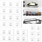 14 Pack Shower Caddy Replacement, Strong Hooks, No Drilling Shower Shelf, Hooks for Caddy, Soap Holder and Kitchen Racks