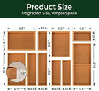 keechee 10-Piece Bamboo Drawer Organizer Set, 2.2" Deep Multi-Use Organizers for Utensils, Silverware, Cutlery, Desk, Bathroom, Junk Drawer & Makeup, Non-Slip Feet Included.