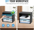 5-Tier Wood Desk Organizer, Paper Tray Organizer for Desk with Adjustable Storage Shelves, Desktop File Organization Paper Sorter Mail Holder for Office Home Classroom, Black