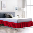 Ruffled Bed Skirt (Olympic Queen, Red) 18 Inch Drop Dust Ruffle with Platform, 100% Cotton 600 Thread Count Fabric, Gathered Styling, Available in All Bed Sizes and 23 Colors - Bedskirt