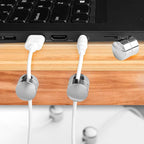 SmallCat 3 Sets Charger Holders for Cords, Silver Adjustable Cable Anchor Holders, Adhesive Metal Cord Clips, Cable Management Wire Organizers for Desk, Office, Nightstand