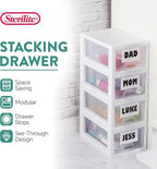 Sterilite 12-Pack 6 Quart Stacking Drawer, Clear Storage Closet Organizer, White Frame - Stackable Modular Plastic Drawers for Clothes, Accessories, Craft Supplies, Shoes or Linens