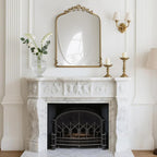 WallBeyond Gold Antique Mirror for Vanity 24x32 Inch, Gold Vintage Mirror with Ornate Frame, Arched Vintage Wall for Bathroom, Living Room, Fireplace
