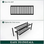 Smiry Bamboo Shoe Rack, 2 Tier Free Standing Wooden Shoe Organizer, Stackable Wood Shoe Storage Shelf for Closet, Entryway, 12 Vertical Slats, One-piece Standard Legs, 26.8"x11"x13", Black