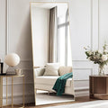 NEWBULIG 64"x21" Full Length Mirror, Full Body Floor Mirror with Aluminum Alloy Thin Frame, Wall or Standing Mirror for Bedroom, Living Room, Dressing Room, Gold-Rectangular
