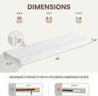 36 Inch Black Floating Shelves for Wall,9.3" Deep Long Floating Shelf Set of 2,Wood Wall Mounted Shelves Farmhouse Home Decor,Wall Storage Shelf for Bathroom Bedroom Living Room Kitchen Office,White