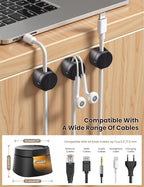 6-Pack Magnetic Cable Clips 360° Rotating, Kanemc Adhesive Cord Organizer for Desk, Minimalist Wire Holder Cable Management for Phone Charger, Laptop Cords, Nightstand and Office Accessories