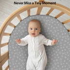 Baby Bassinet Sheets Girl Boy, Fitted Bassinet Sheet Set 3 Pack Bassinet Mattress Sheets Universal Fit for Rectangle, Round, Oval, Hourglass Mattress, Soft Breathable Blue Gray Planet