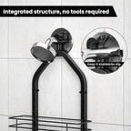 Shower Caddy Hanging (Black), Adjustable Anti-Swing-Over The Shower Head Caddy, 3 Tier Height Bathroom Storage Organizer, Bathroom Shelves Basket Rack, Shower Caddies Rack with Adjustable Soap Basket