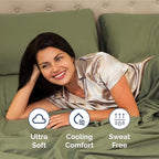 Extra Deep Pocket Cal King Sheets - 4 Piece Breathable & Cooling Bed Sheets - Hotel Luxury Sheet Set - Soft, Wrinkle Free & Comfy - Easily Fits Extra Deep Mattresses - Deep Pocket Sage Green Sheets