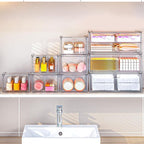 caktraie Acrylic Stackable Storage Drawers Set of 6, Clear Plastic Storage Drawer Organzier, Storage Organizer, Makeup Organizer,Ideal for Vanity, Bathroom,Cabinet,Pantry Organization