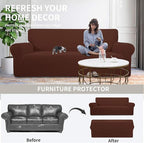 Easy-Going Stretch Oversized Chair Sofa Slipcover 1-Piece Couch Sofa Cover Furniture Protector Soft with Elastic Bottom for Kids Spandex Jacquard Fabric Small Checks Coffee