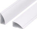 ZhiYo 10ft Floor Cord Cover for Corner, Large Cord Hider for 3-5 Cords, Self-adhesives PVC Wire Cover for Baseboard/Floor/Wall Cable Management, White Cable Raceway, 0.8in x 1.8in, 3 x L3.3ft