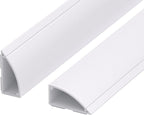 ZhiYo 10ft Floor Cord Cover for Corner, Large Cord Hider for 3-5 Cords, Self-adhesives PVC Wire Cover for Baseboard/Floor/Wall Cable Management, White Cable Raceway, 0.8in x 1.8in, 3 x L3.3ft