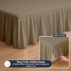 Cottington Lane Ruffled Bed Skirt Twin Size with Split Corner, Brushed Microfiber Hotel Quality Taupe Dust Ruffle, 15 Inch Drop Gathered Bedskirt, Soft and Stylish, Shrinkage and Fade Resistant