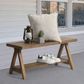 RowyPoey Solid Wood Bench, 43" Farmhouse Entryway Bench for Living Dining Room, Rustic Storage Bench Seat for Indoors, Natural