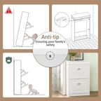 Haotian Small Shoe Cabinet, White 2 Flip Drawers Freestanding Shoe Rack, Shoe Storage Cupboard Organizer (9.45" D x 20.87" W x 32.28" H), FSR78-W