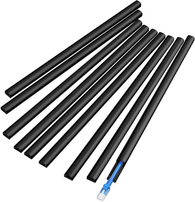 Delamu Wire Covers for Cords on Wall, 128in Cord Hider Cord Covers for Wires on Wall, Mini Cable Wire Hider, Self-Adhesive Easier Installation Cable Cover Organizer, W0.48 H0.3in, Black