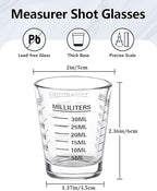Shot Glasses Measuring Cup Set 4PACK Espresso Shot Glasses Liquid Heavy Glass 26-Incremental Measurement 1 OZ, 2 TBS, 6 TSP, 30 ML Kitchen Tools (Black)