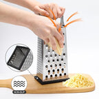 Supercenter Cheese Grater, Size 4-Sided Stainless Steel Box Grater, Food Shredder for Cheese, Parmesan, Vegetable, Dishwasher Safe, Black
