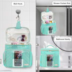 Portable Shower Caddy College Dorm Essentials(Full Size Bottle Compatible), Toiletry Bag for Women Men, Hanging Makeup Organizer Bag for Travel,Gym & Camping, Mint Green