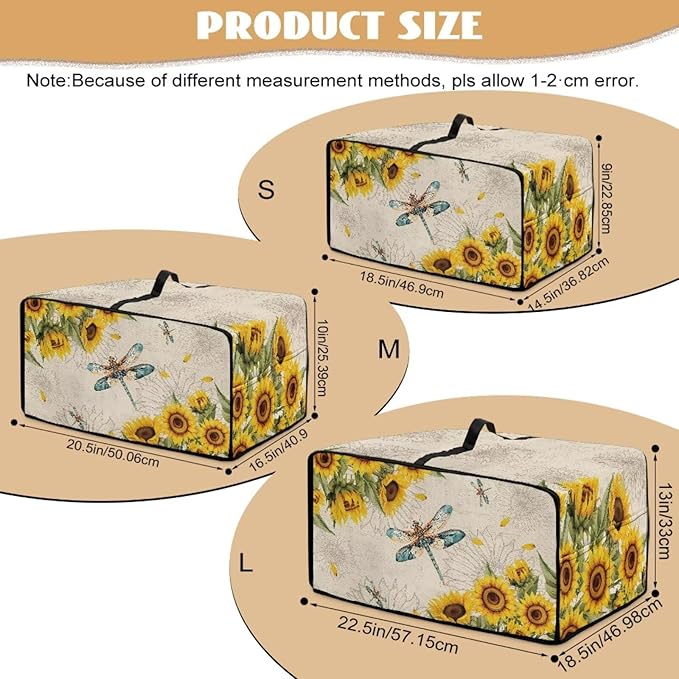 Dragonfly Sunflower Print Microwave Oven Cover Dust-Proof Microwave Toaster Oven Cover with Storage Bags Universal Washable Decor Accessories for Kitchen, S