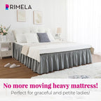 RIMELA Gray King Size Bed Skirt 25 Inch Drop, Elastic Bed Skirts Cal King Dust Ruffle, Light Grey Bedskirt for Adjustable Bed Base Solid Fade Resistant Silky Fabric Machine Washable Easy to Install