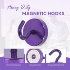 Neosmuk Magnetic Hooks, Cruise Ship Essentials, 120lb+ Heavy Duty Magnetic Hooks for Cruise Cabins, Refrigerator, Grill, Hanging, and Travel | Extra Strong Must-Haves Magnet Hook,Purple, Pack of 10