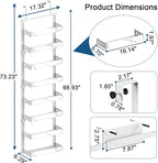BUKFEN 8-Tier Over the Door Pantry Organizer, 2-in-1 Door Hanging or Wall Mounted Spice Rack, Heavy Duty Metal Storage Shelves with Adjustable Baskets for Kitchen Bathroom Closet